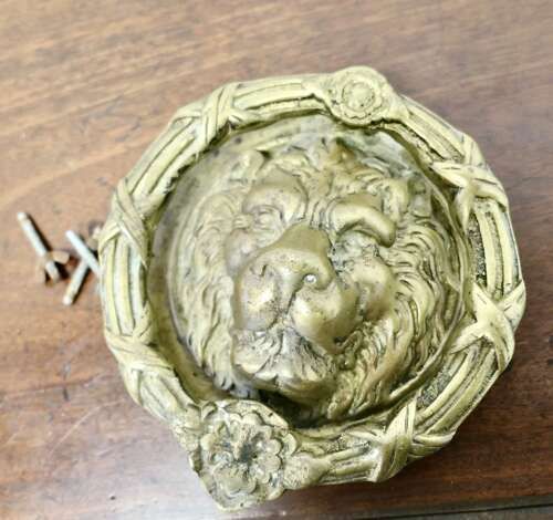 Heavy Gothic Lion’s Mask Brass Door Knocker photo 660.0