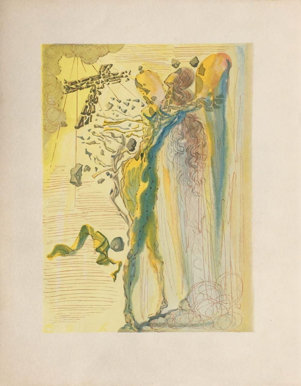 1960 Salvador Dali The Divine Comedy Woodcut, L'éclat Des Corps Glorieux photo furniture