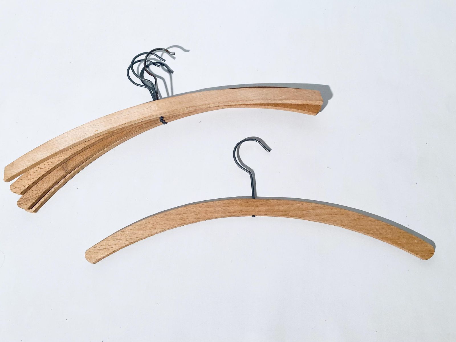 Five 1950s Wooden Coat Hangers Set / Germany Mid Century Vintage Decor photo furniture