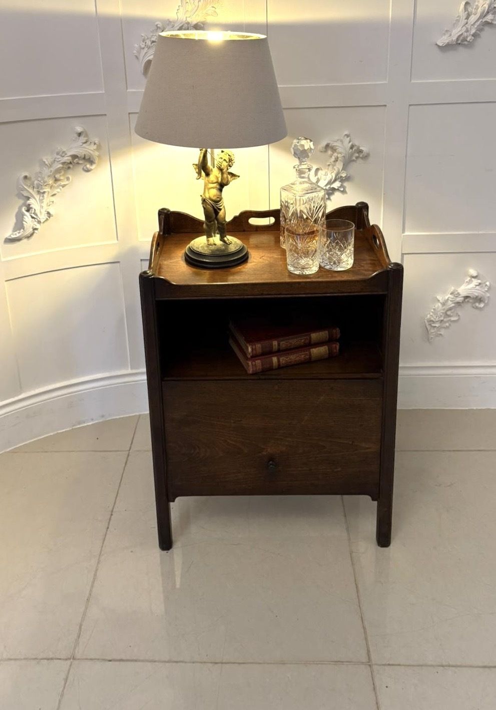 Unusual Antique 18th Century Quality Mahogany Bedside Cabinet photo Furniture