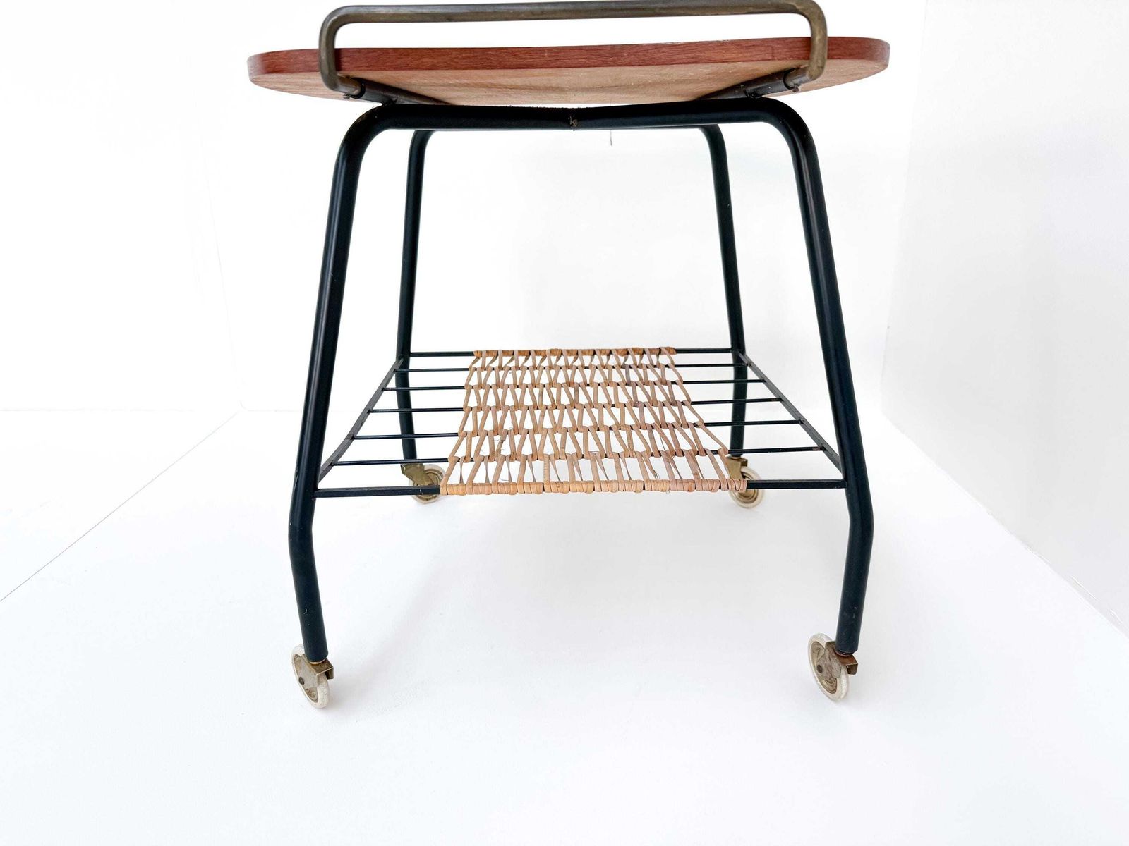 photo furniture Danish Vintage Serving Cart / Tea Trolley From The 1950s – Teak, Brass & Rattan