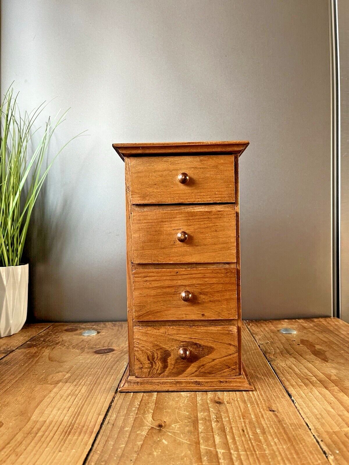 photo for sale Vintage Miniature Apprentice Piece Pine Wooden Chest Of Drawers Desk Tidy Sewing