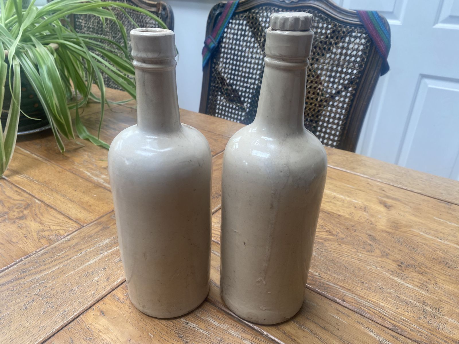 Pair Of Vintage Stoneware Hawick Ammonia Bottles, One With Lid photo furniture