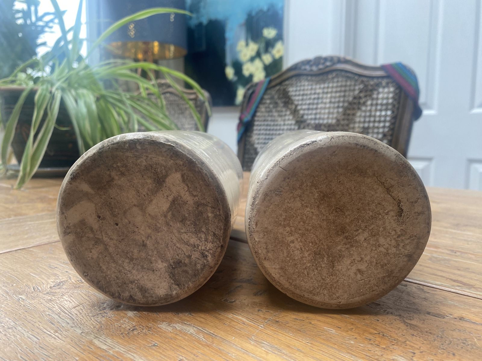 Pair Of Vintage Stoneware Hawick Ammonia Bottles, One With Lid photo Home Decor