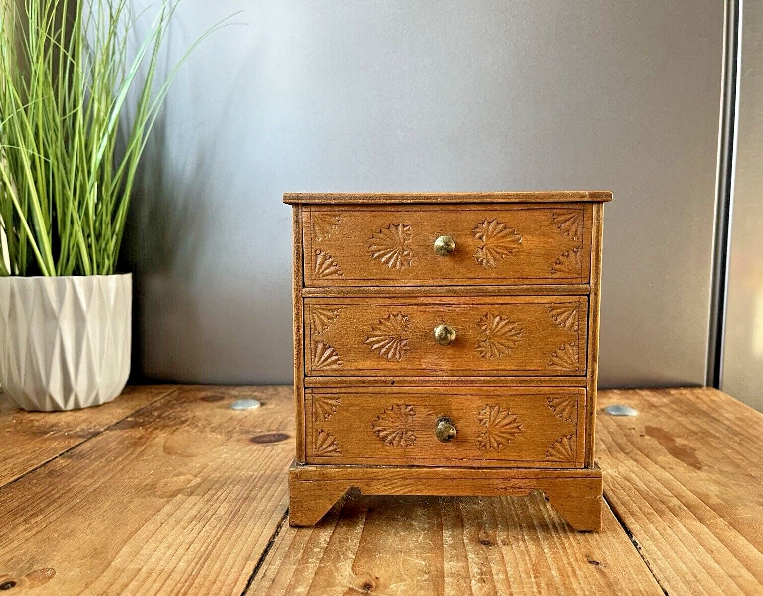 photo for sale Antique Miniature Scratch Built Apprentice Piece Wooden Chest Of Drawers Vintage