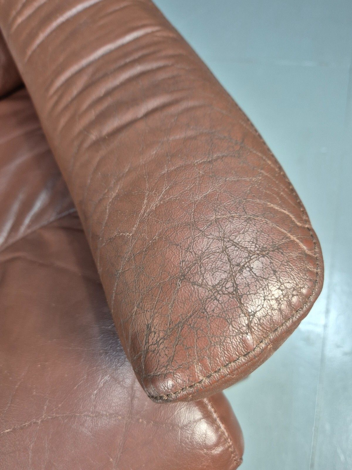 photo buy Vintage Danish Lounge Chair Brown Leather Bentwood Frame 1970s Retro Eb8633 Mben