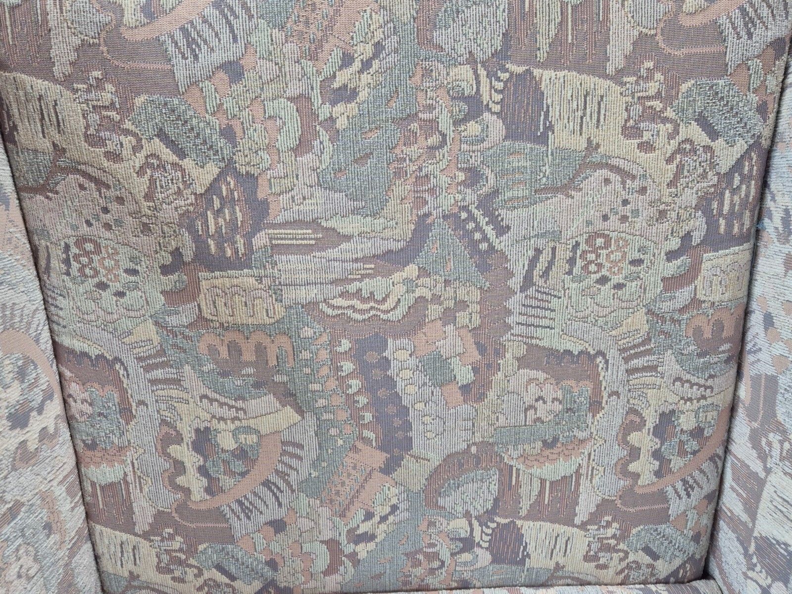 2 Vintage Danish Wing Back Lounge Chairs Cotton 1980s Fabric Retro Eb8289 Mnor photo vinterior