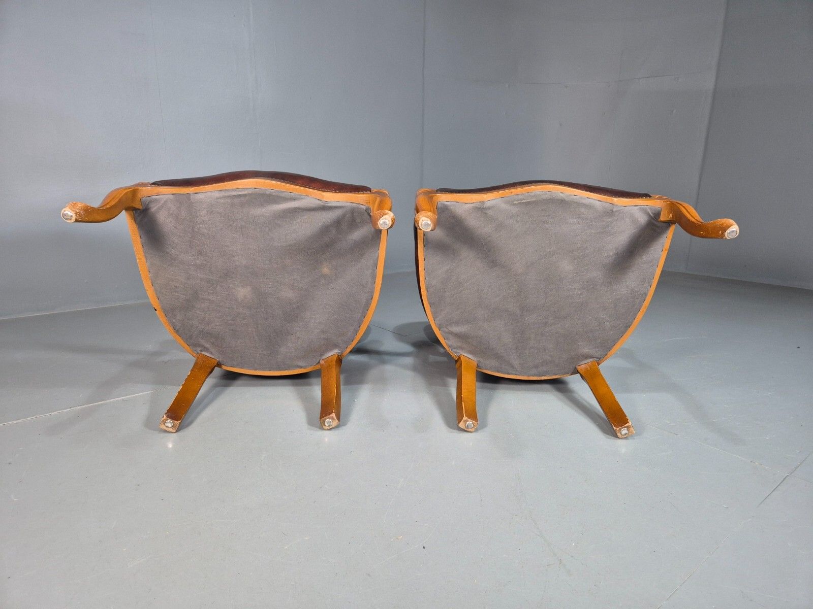 2 Vintage Lounge Chairs Leather Upholstery French Style 1970s Eb8191 Vcar photo vintage