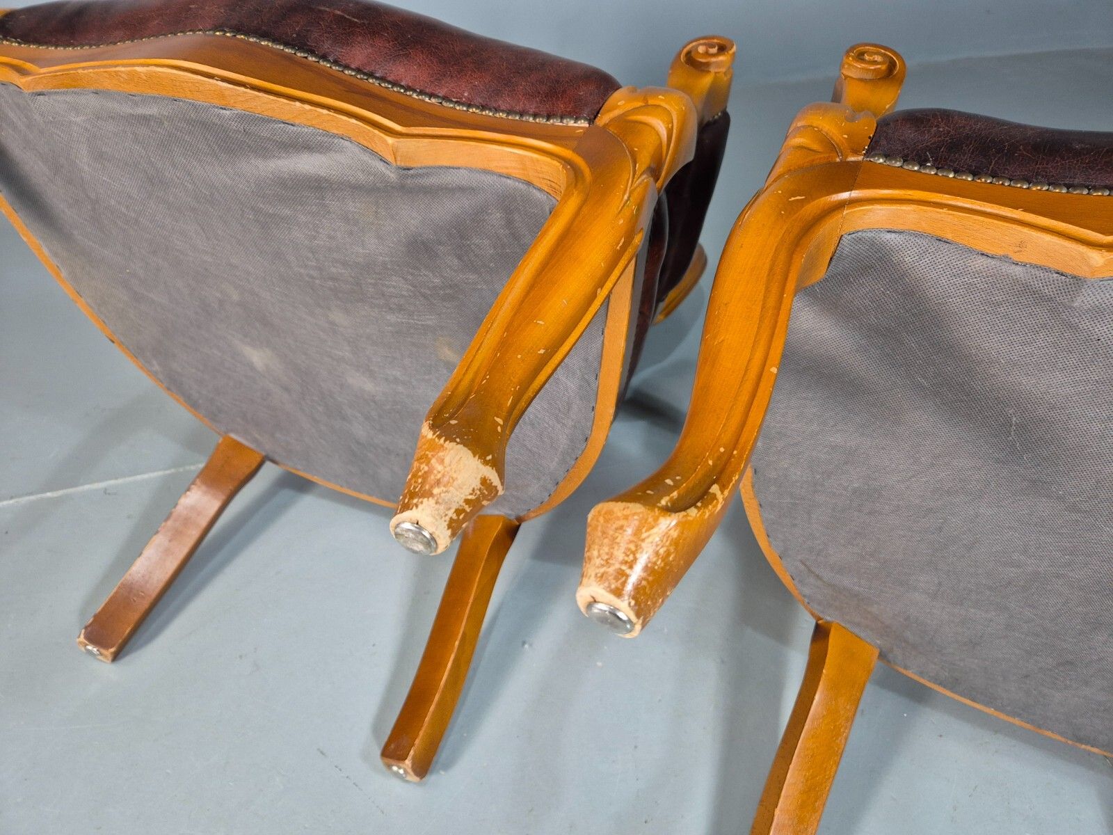 photo furniture 2 Vintage Lounge Chairs Leather Upholstery French Style 1970s Eb8191 Vcar