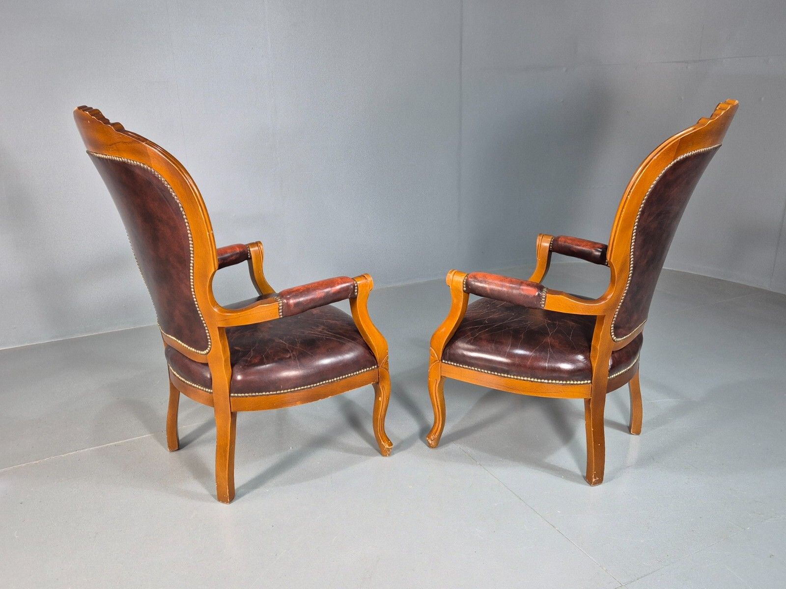 photo buy 2 Vintage Lounge Chairs Leather Upholstery French Style 1970s Eb8191 Vcar
