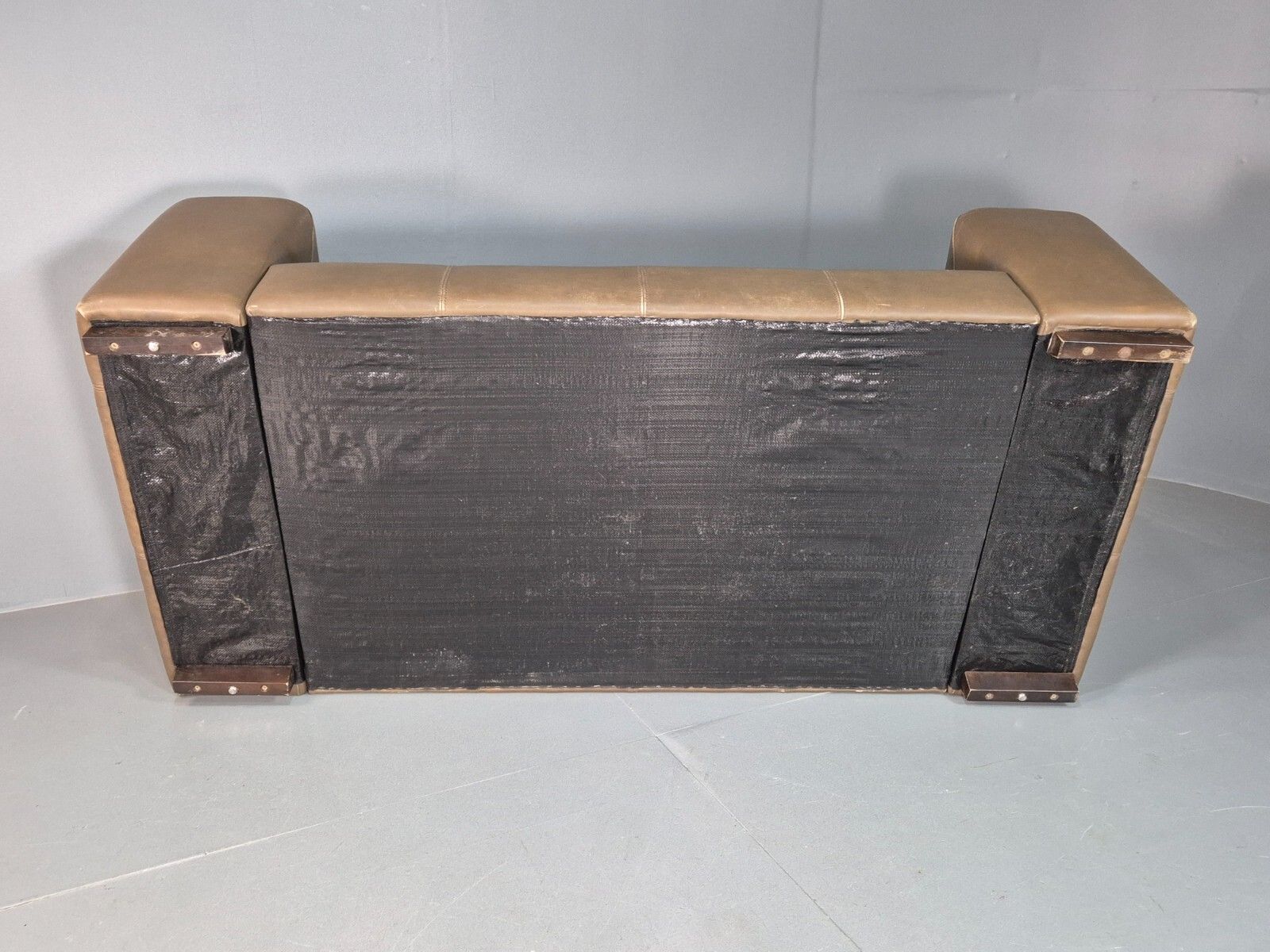 Vintage 2 Seat Sofa Taupe Leather Italian Modern Style Eb8163 M2ss photo vintage