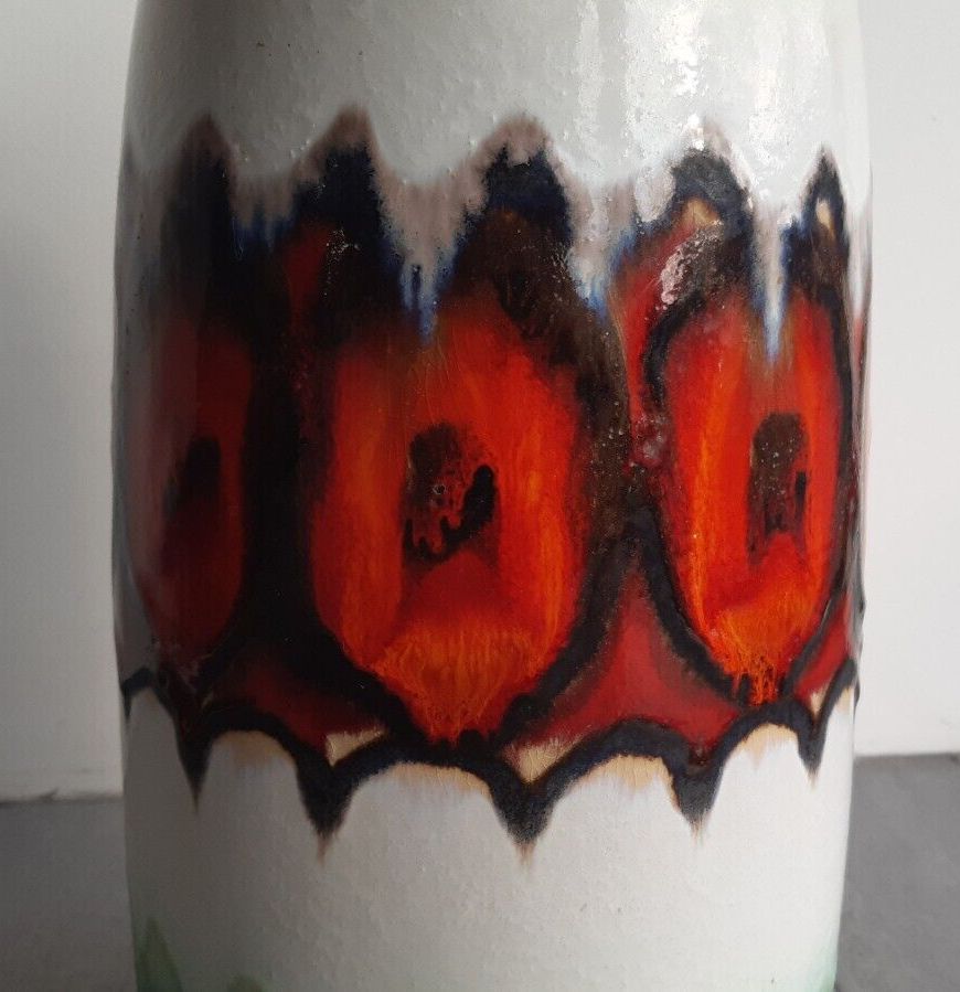 Vibrant Retro Vase Scheurich 553 38 Mid Century W. German Pottery Fat Lava 39cm photo Home Decor