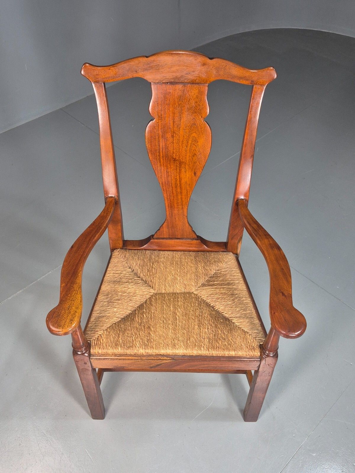 Vintage Elbow Chair String Seat Lyre Back Frame 1950s Reproduction Eb7879 Vcar photo for sale