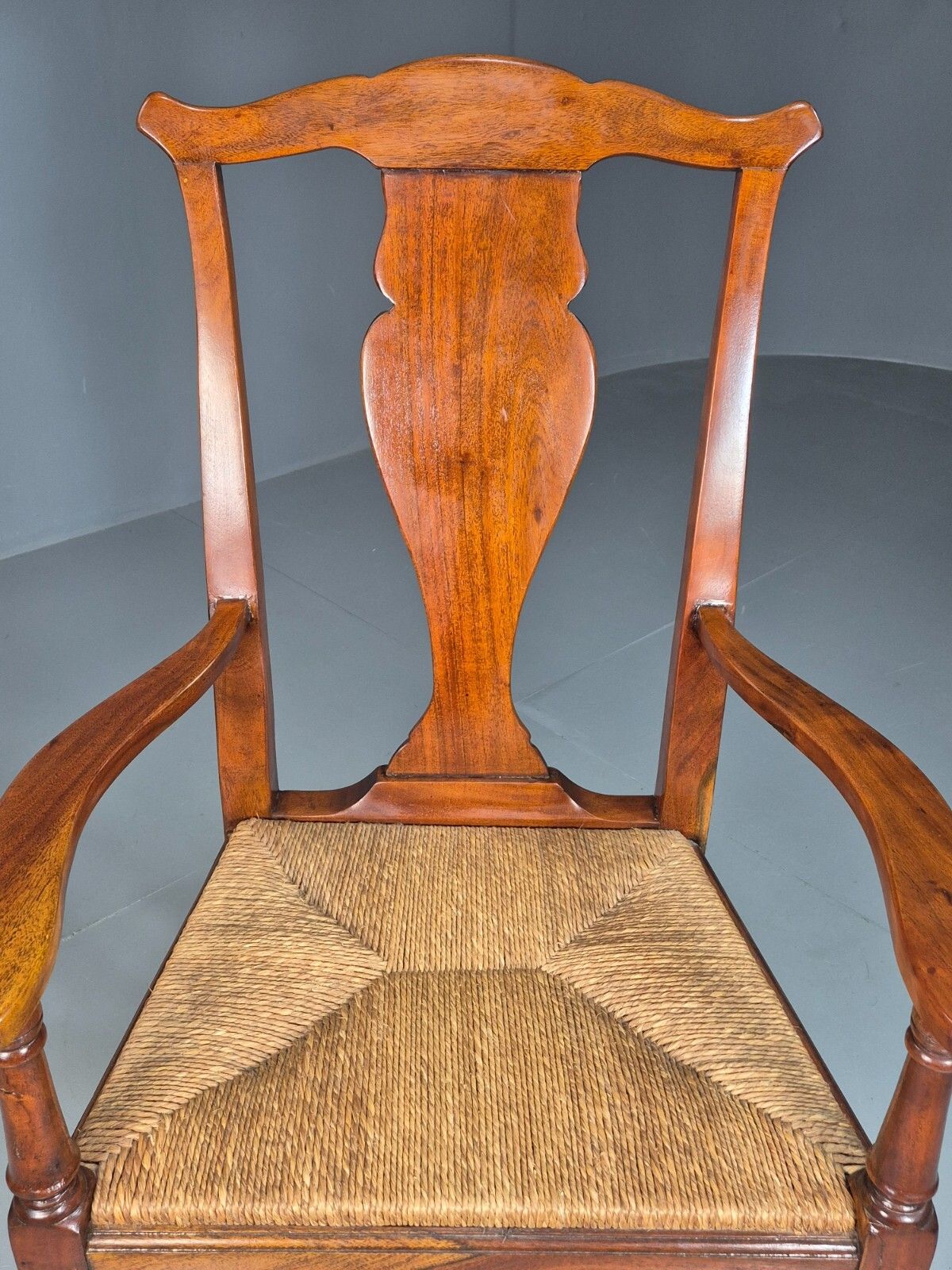 Vintage Elbow Chair String Seat Lyre Back Frame 1950s Reproduction Eb7879 Vcar photo 168.0