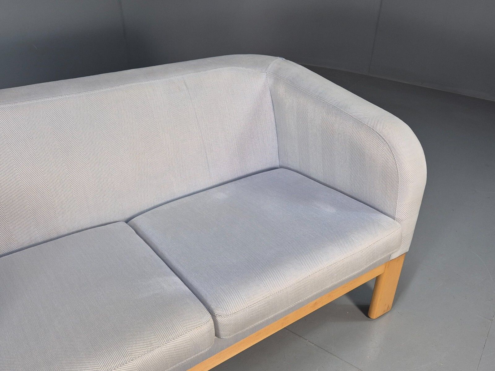 Vintage Swedish 2 Seat Sofa Blue Wool Oak 1980s Curved Form Retro Eb7762 M2ss photo furniture