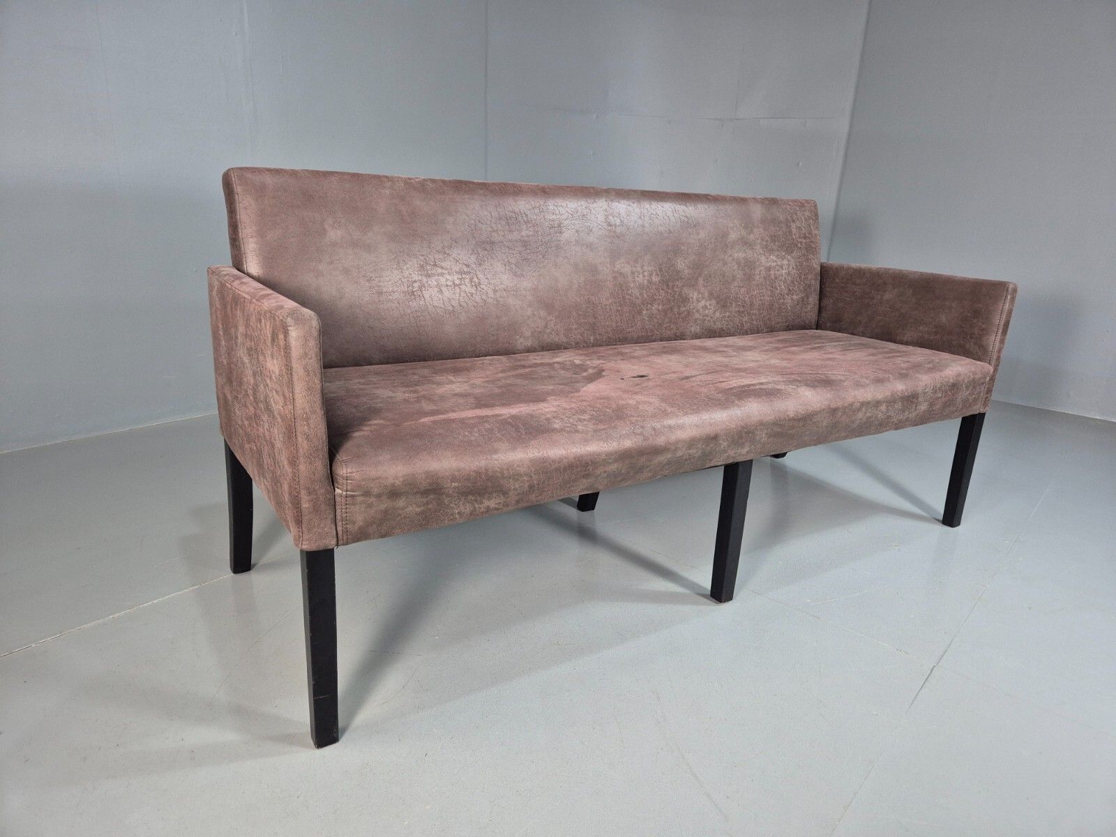 Danish Brown Suede Leather 3 Seat Sofa Eb7451 M3ss