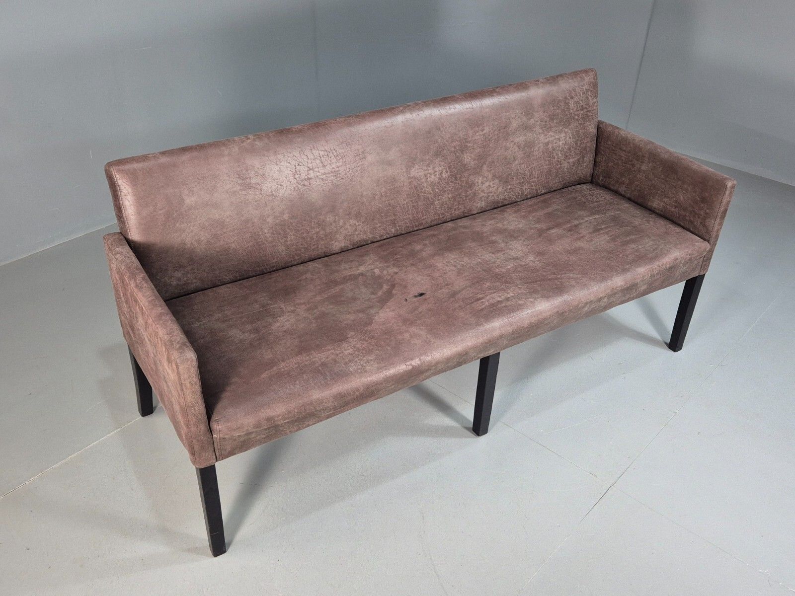 Danish Brown Suede Leather 3 Seat Sofa Eb7451 M3ss photo for sale