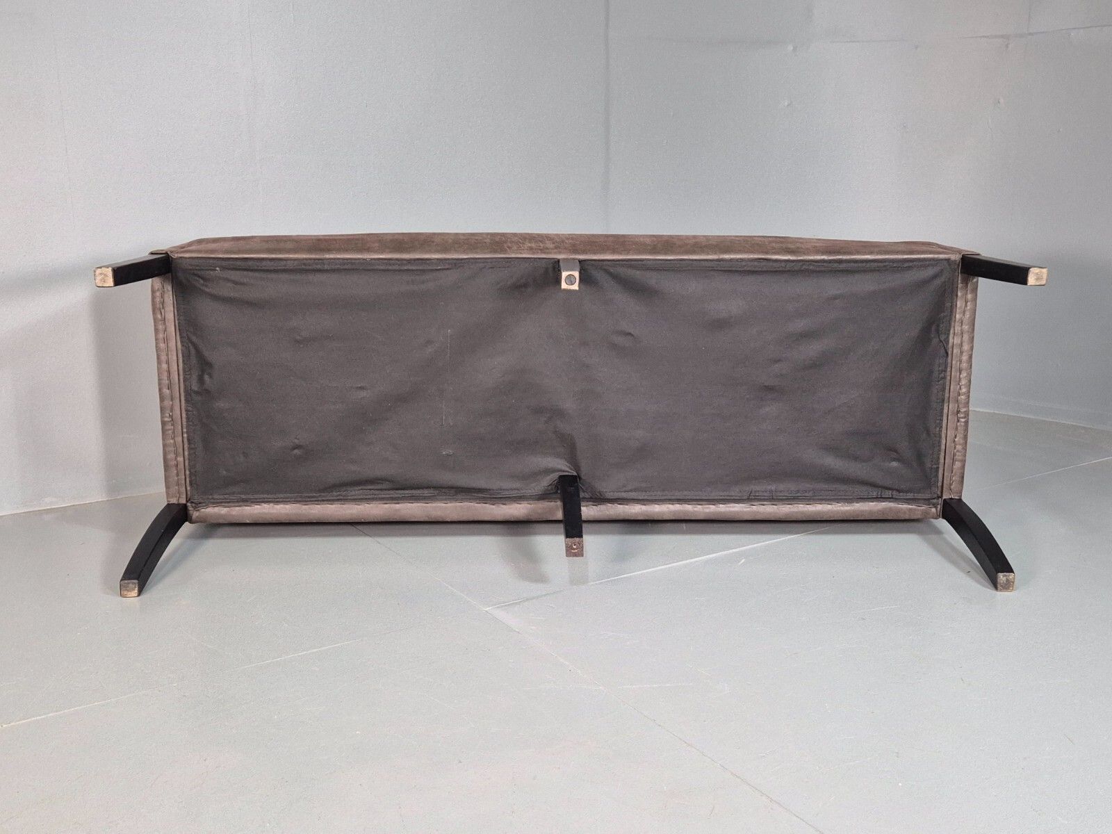 Danish Brown Suede Leather 3 Seat Sofa Eb7451 M3ss photo vintage