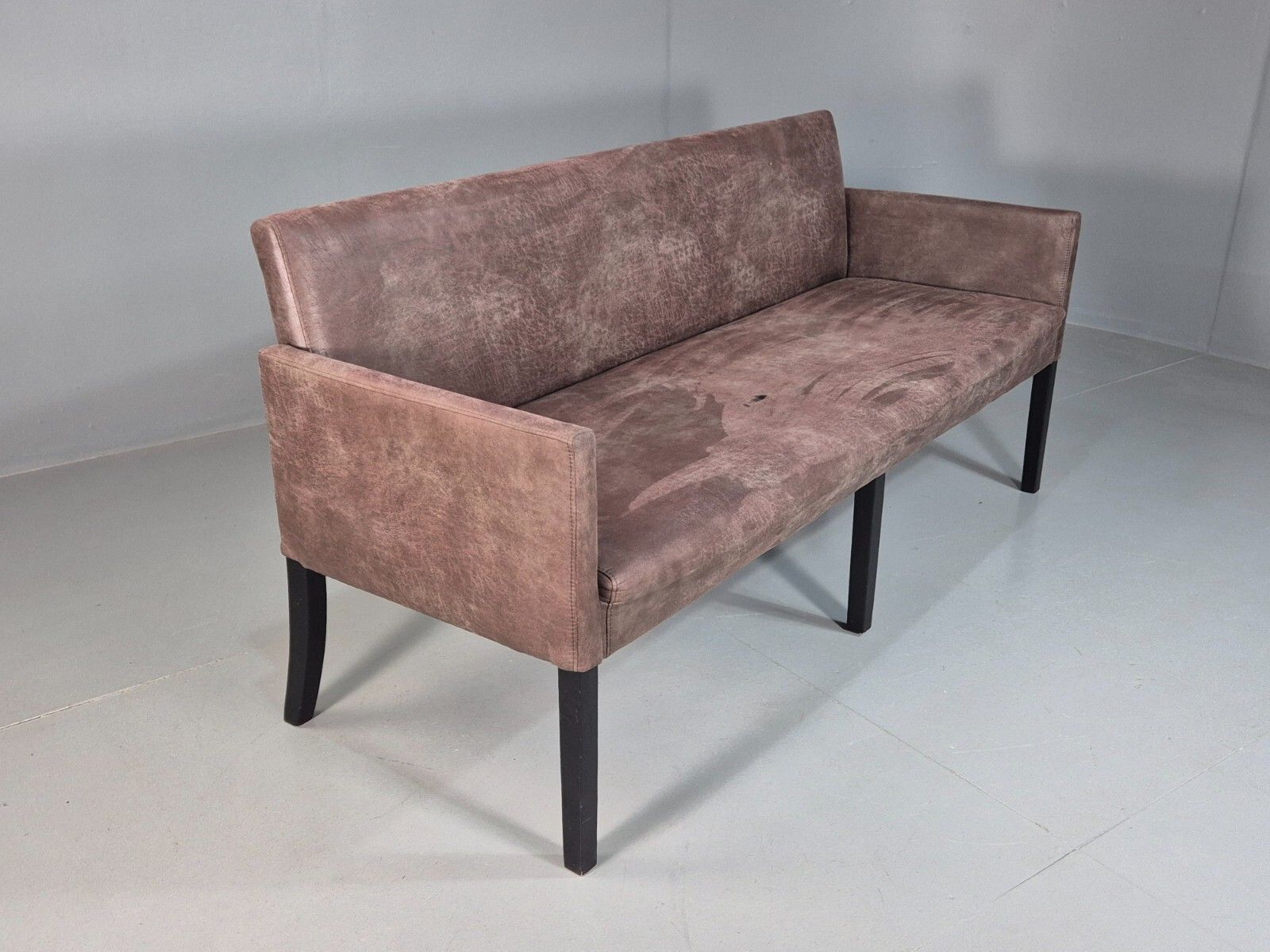 photo furniture Danish Brown Suede Leather 3 Seat Sofa Eb7451 M3ss