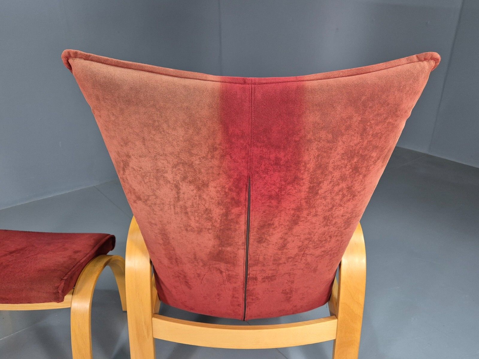 Vintage Danish Lounge Chair Footstool Reclining Red Oak 1980s Retro Eb7438 Mben photo vintage
