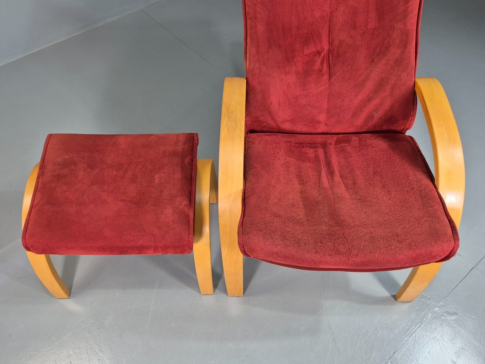 250.0 Vintage Danish Lounge Chair Footstool Reclining Red Oak 1980s Retro Eb7438 Mben photo