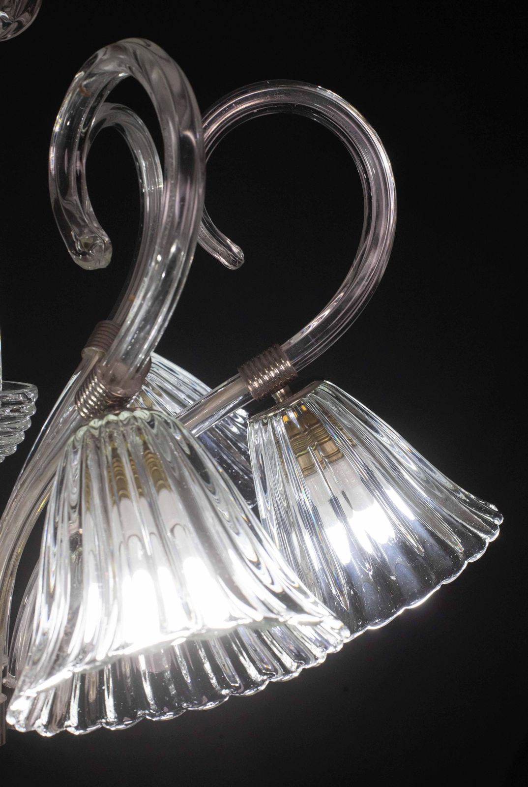 5103.0 Amazing 6 Light Art Deco Murano Glass And Brass Chrome Chandelier By Barovier photo