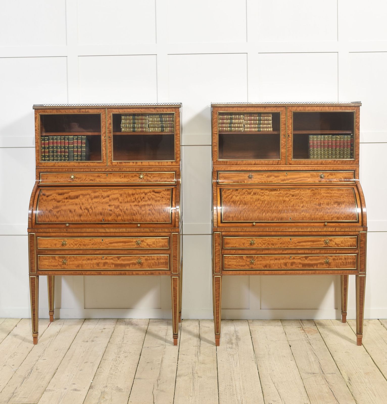 Pair Of Important Georgian Satinwood Cylinder Cabinets photo furniture