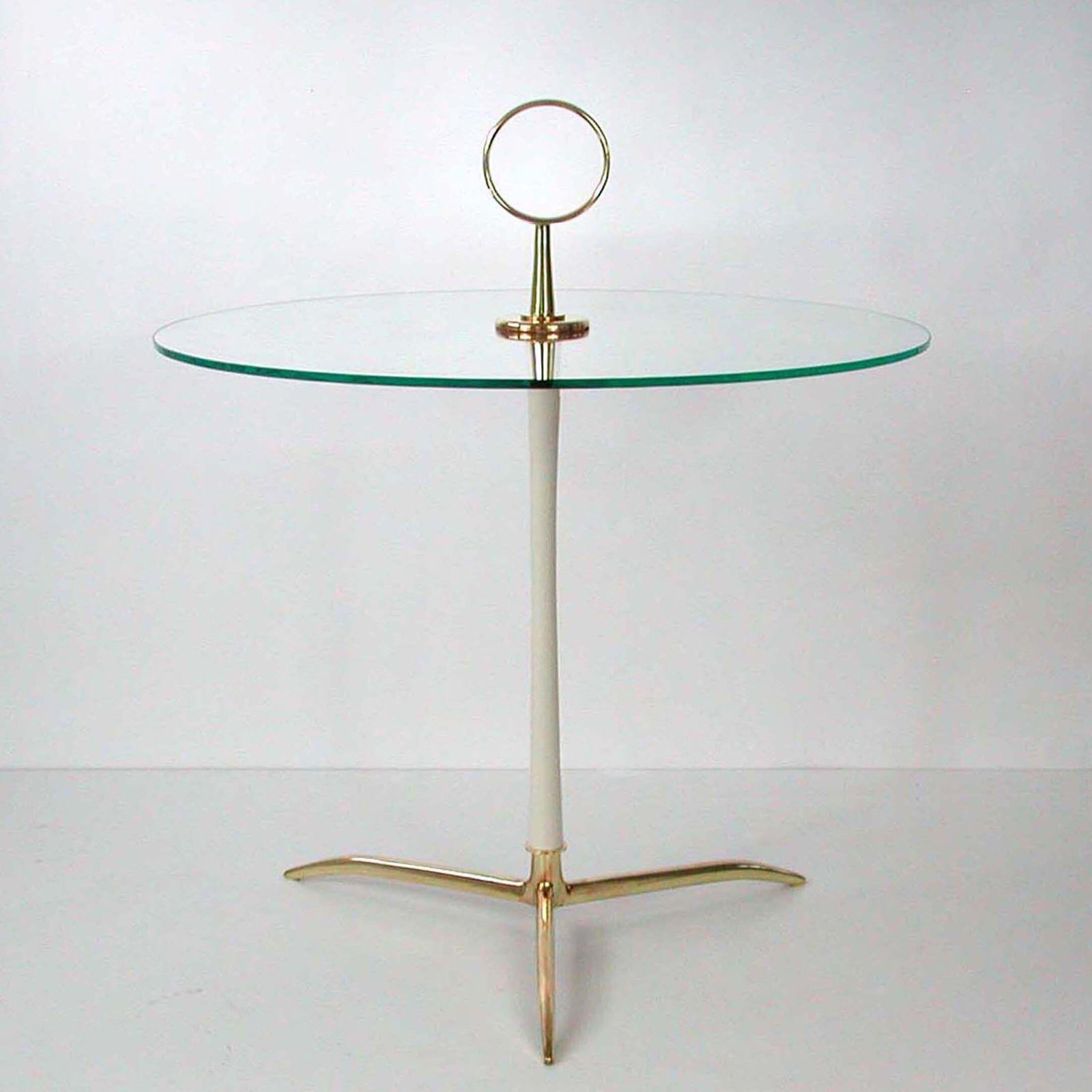 Modernist Brass & Glass Side Table, Vereinigte Werkstätten Munich, Germany 1950s photo for sale