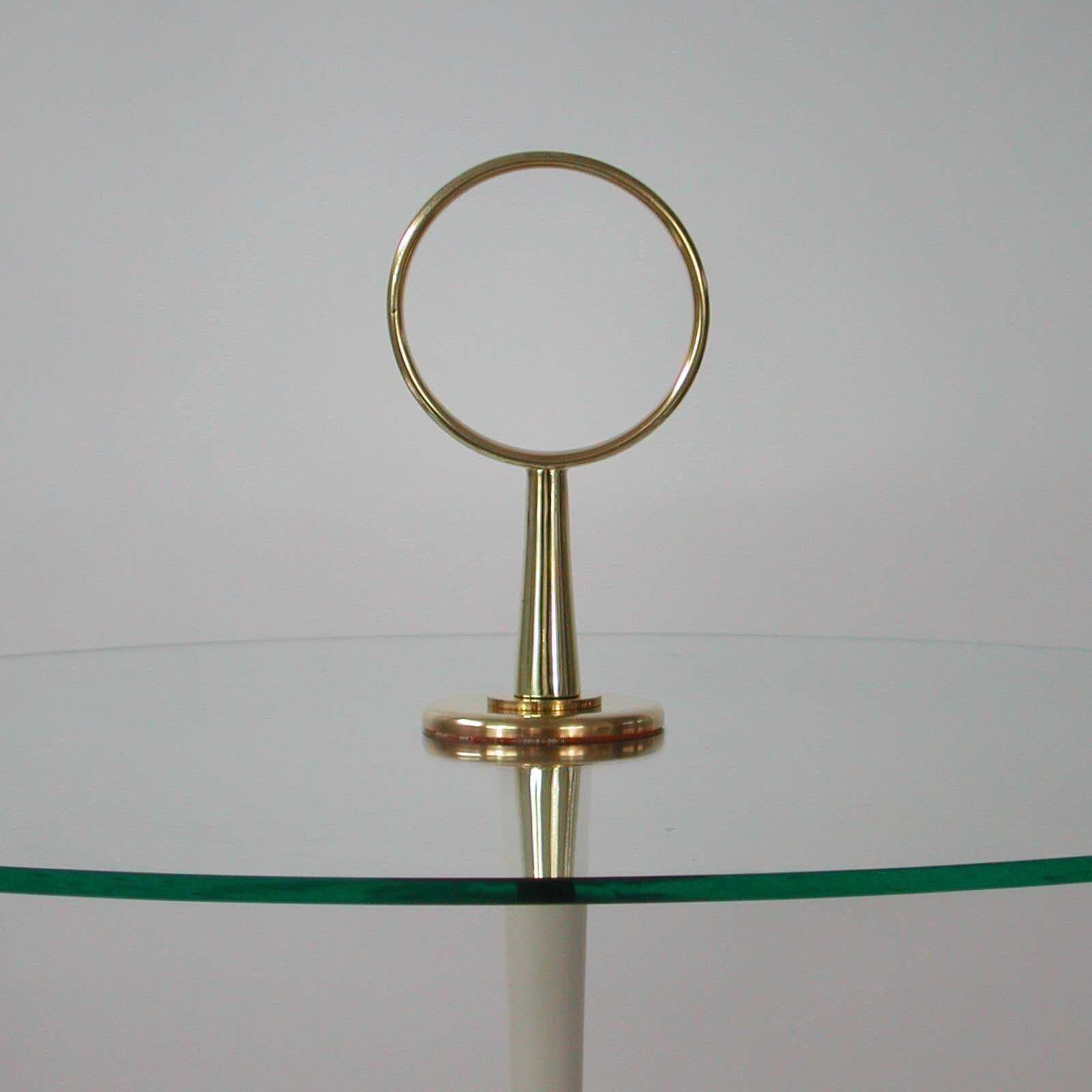 Modernist Brass & Glass Side Table, Vereinigte Werkstätten Munich, Germany 1950s photo 2424.0