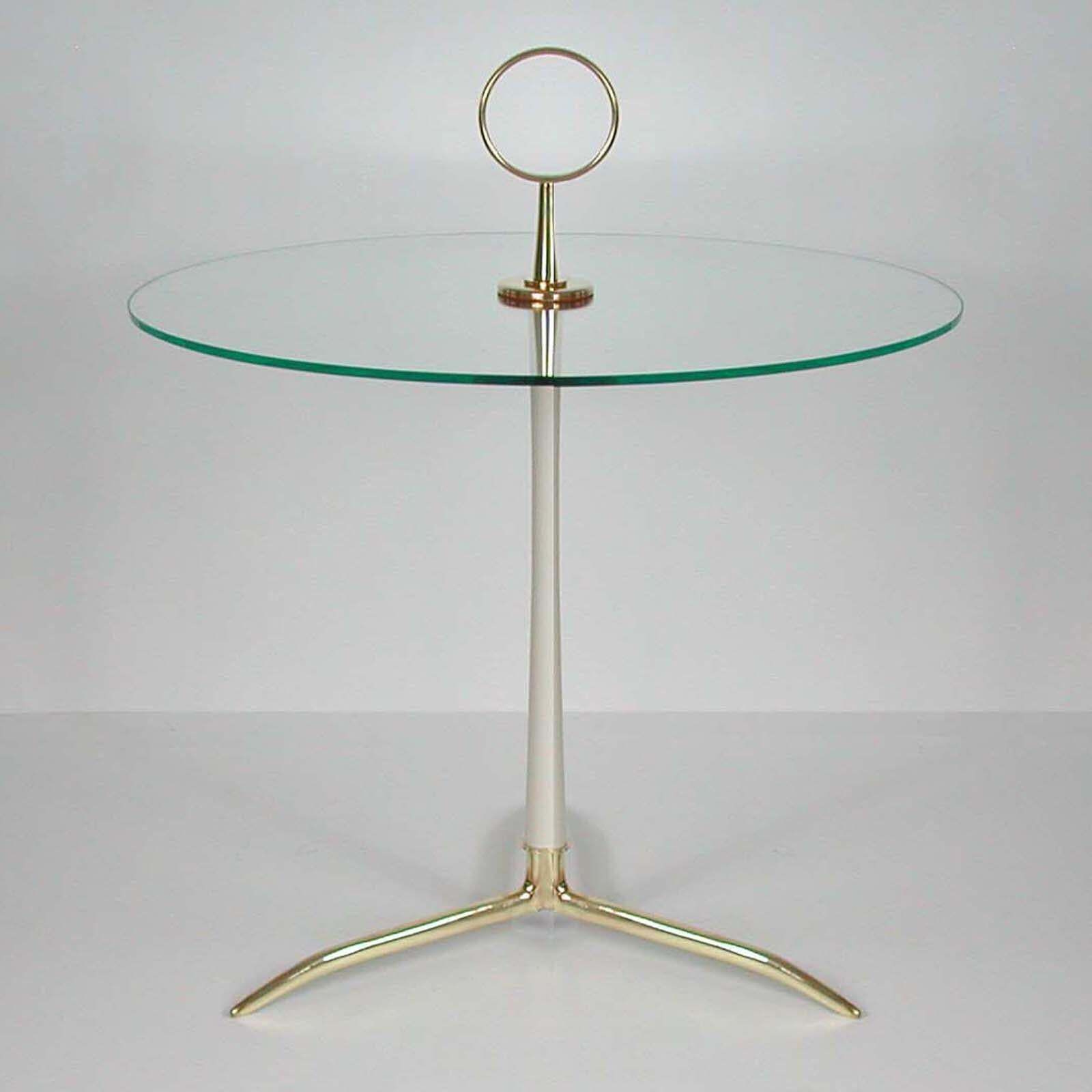 photo buy Modernist Brass & Glass Side Table, Vereinigte Werkstätten Munich, Germany 1950s
