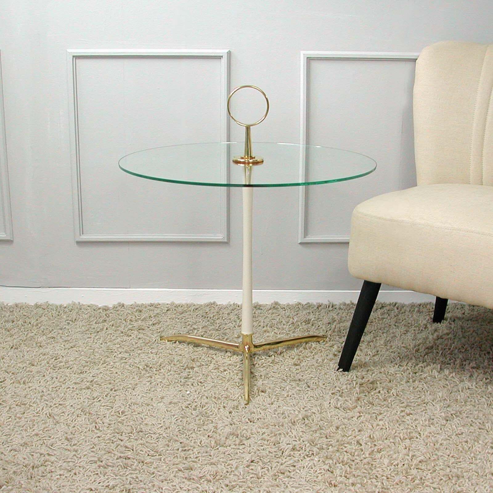 photo vintage Modernist Brass & Glass Side Table, Vereinigte Werkstätten Munich, Germany 1950s