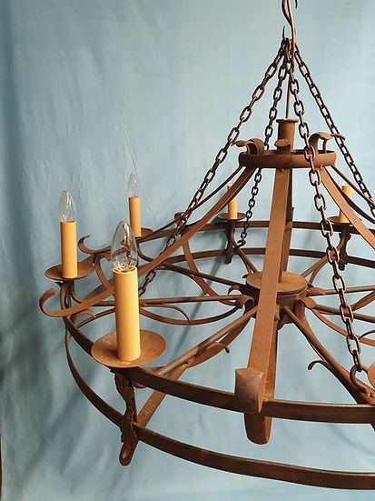 1 M Wide Large Steel Chandelier Mid 20th Century photo for sale