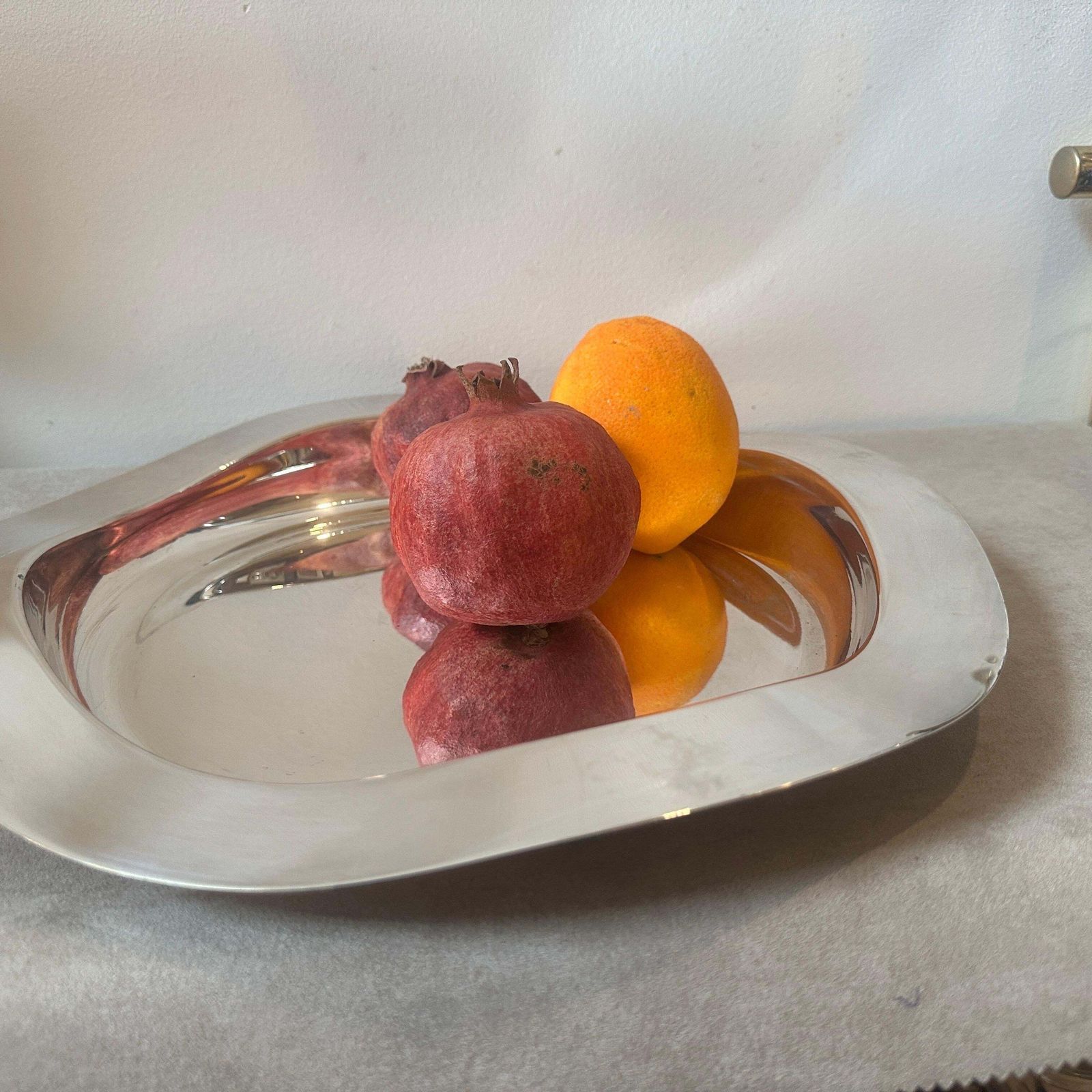 photo furniture 1990s Modern Design Silver Plated Italian Centerpiece By Mesa