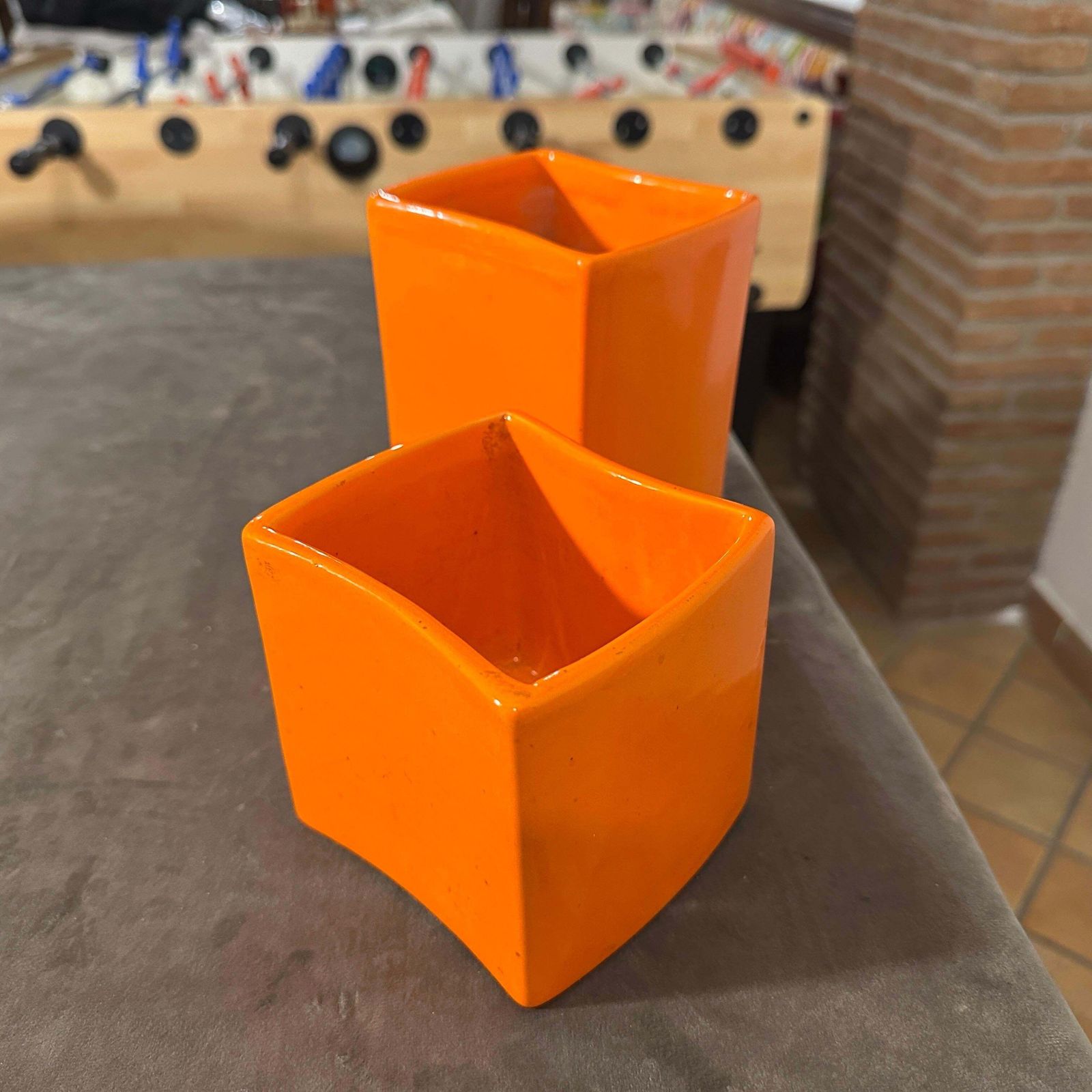 C. 1970 Two Modern Orange Ceramic Vases  By Franco Bettonica For Gabbianelli photo buy