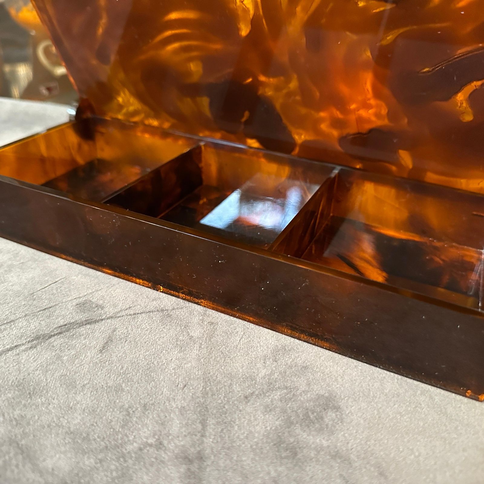 1970s Mid Century Modern Fake Tortoiseshell Lucite Italian Jewelry Box photo buy