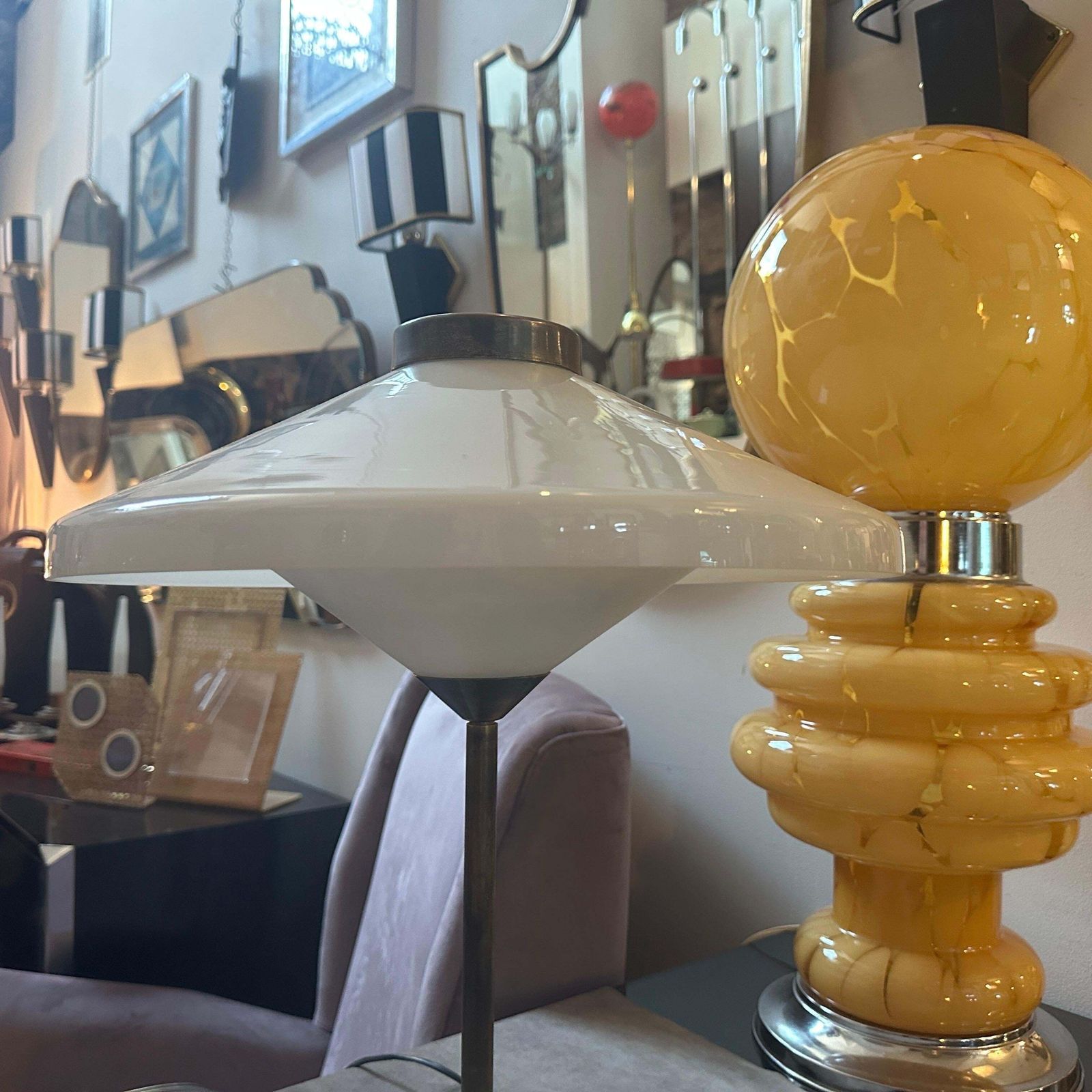 1950 Oscar Torlasco Style Mid Century Modern Brass And Glass Italian Table Lamp photo buy