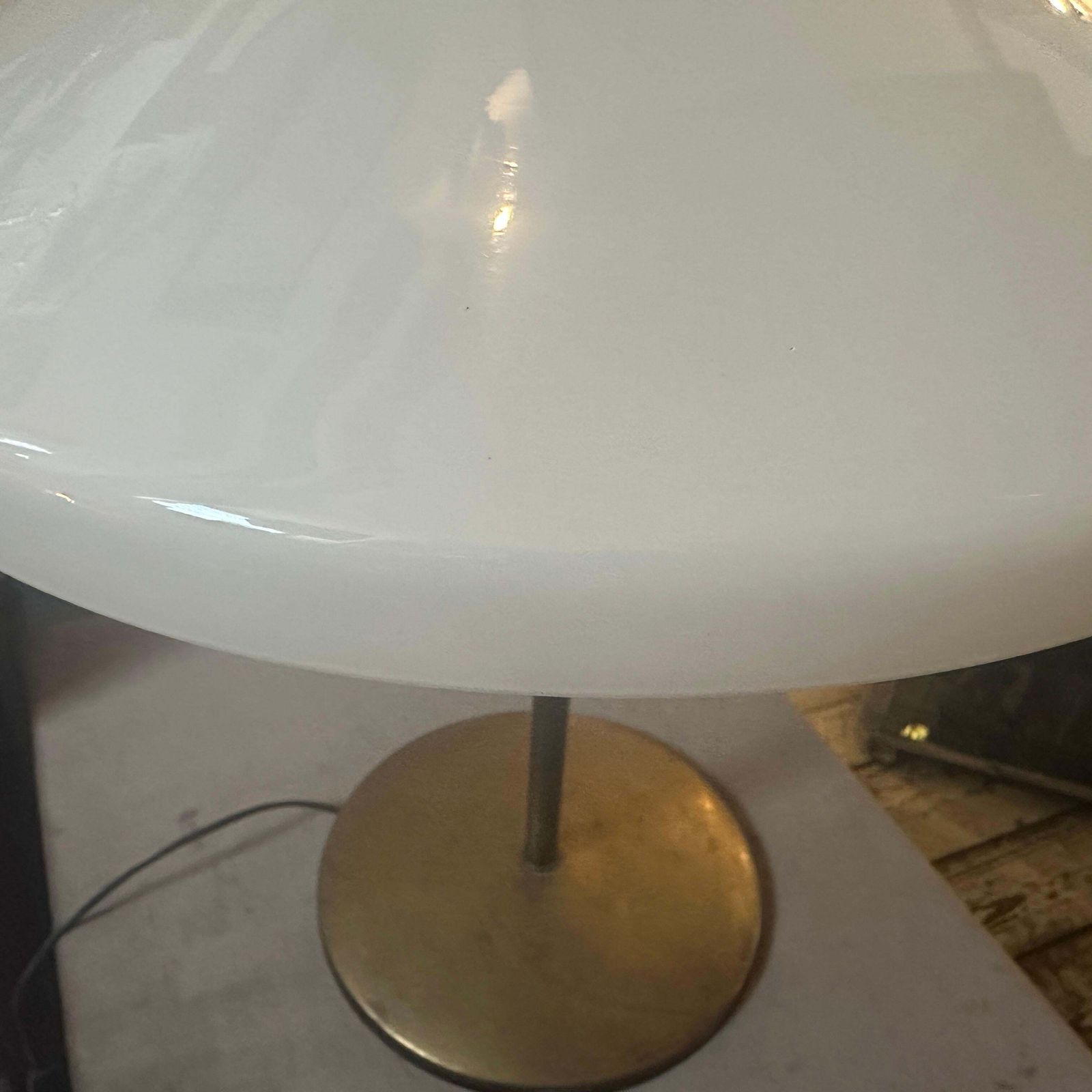 1950 Oscar Torlasco Style Mid Century Modern Brass And Glass Italian Table Lamp photo vintage
