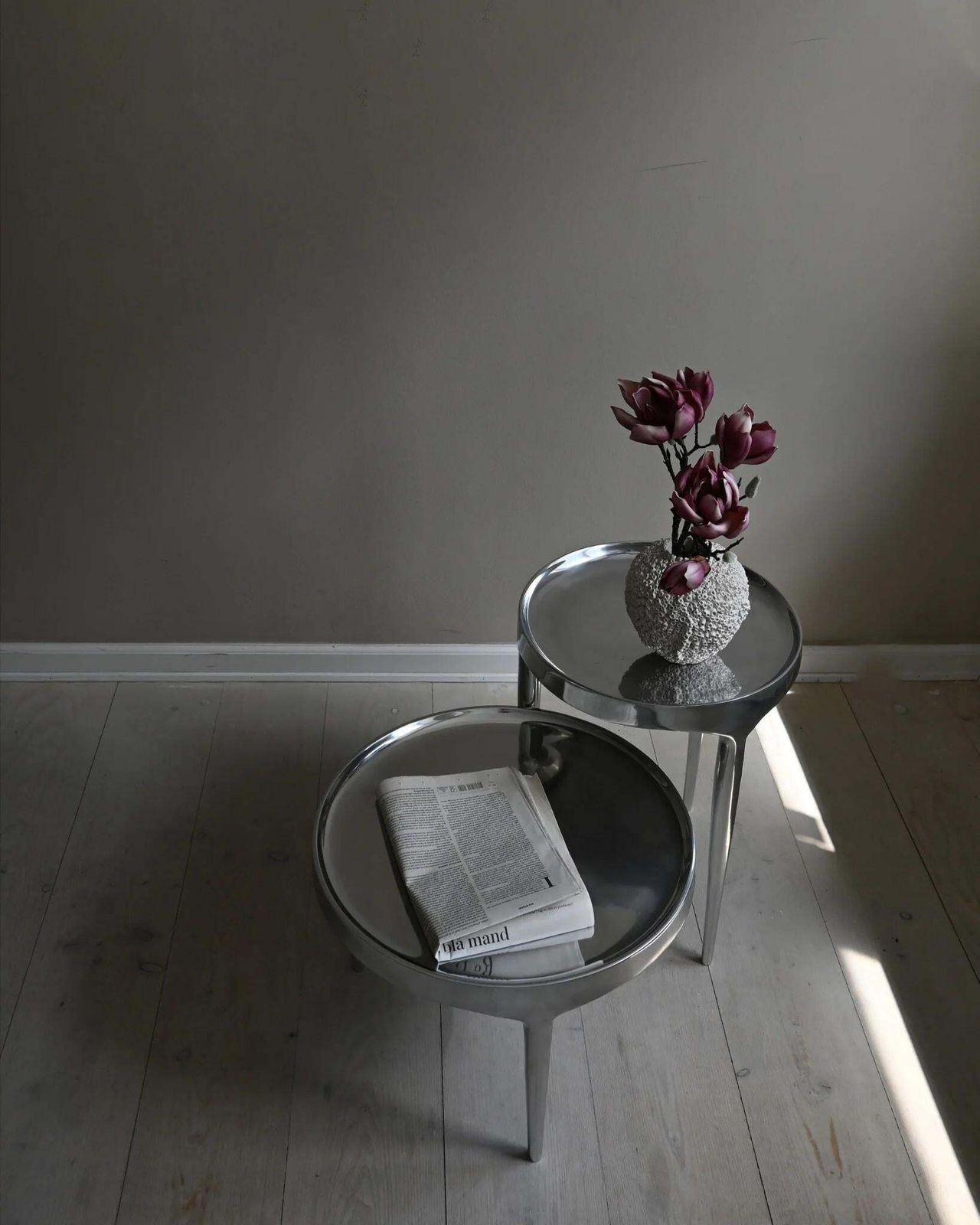 Coffee Table, Polished Cast Aluminium And Chrome, Contemporary Work. photo vinterior