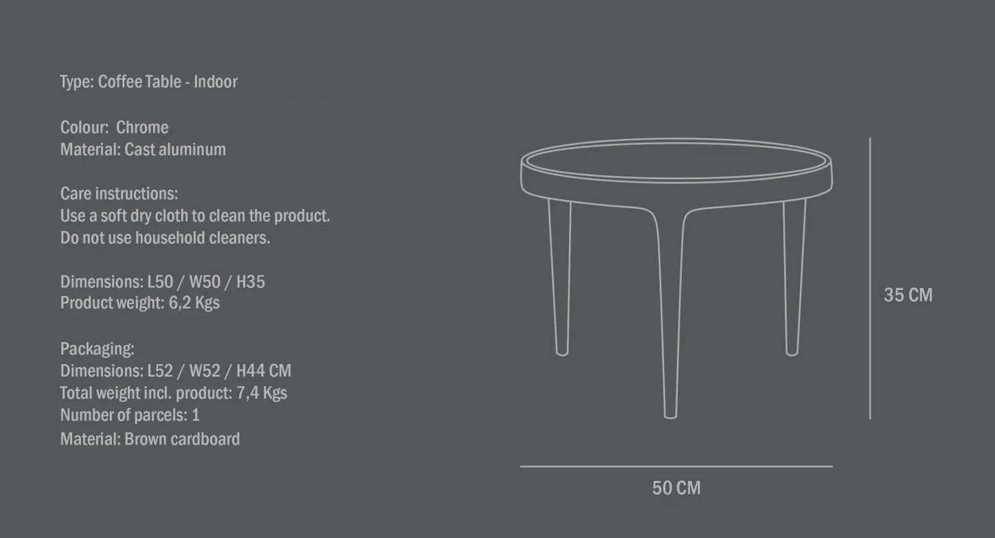 Furniture Coffee Table, Polished Cast Aluminium And Chrome, Contemporary Work. photo
