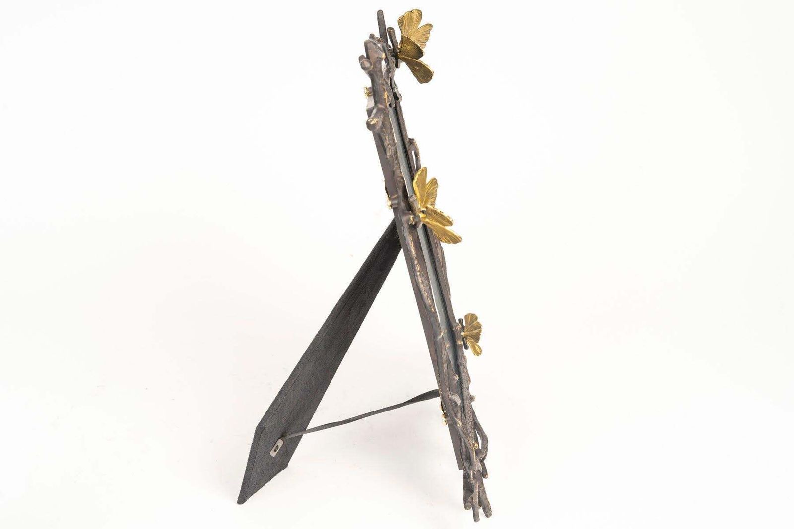 20th Century Photo Frame In Patinated And Gilded Metal, Butterfly Design. photo 717.0