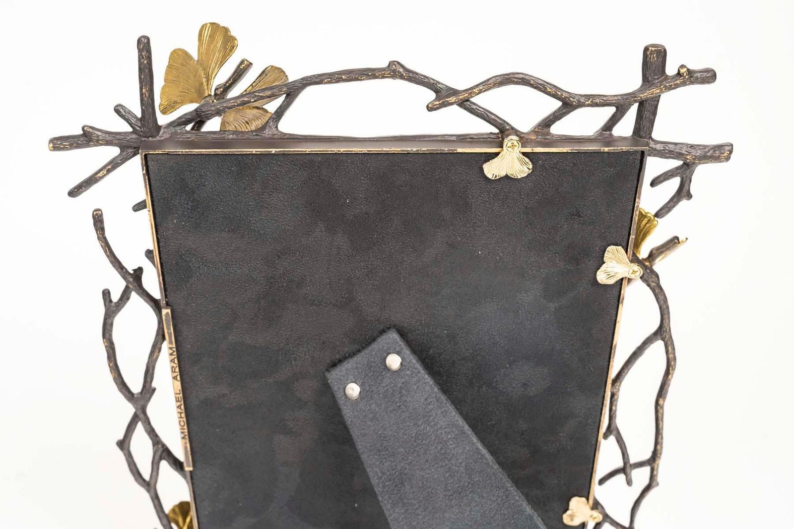 20th Century Photo Frame In Patinated And Gilded Metal, Butterfly Design. photo vintage
