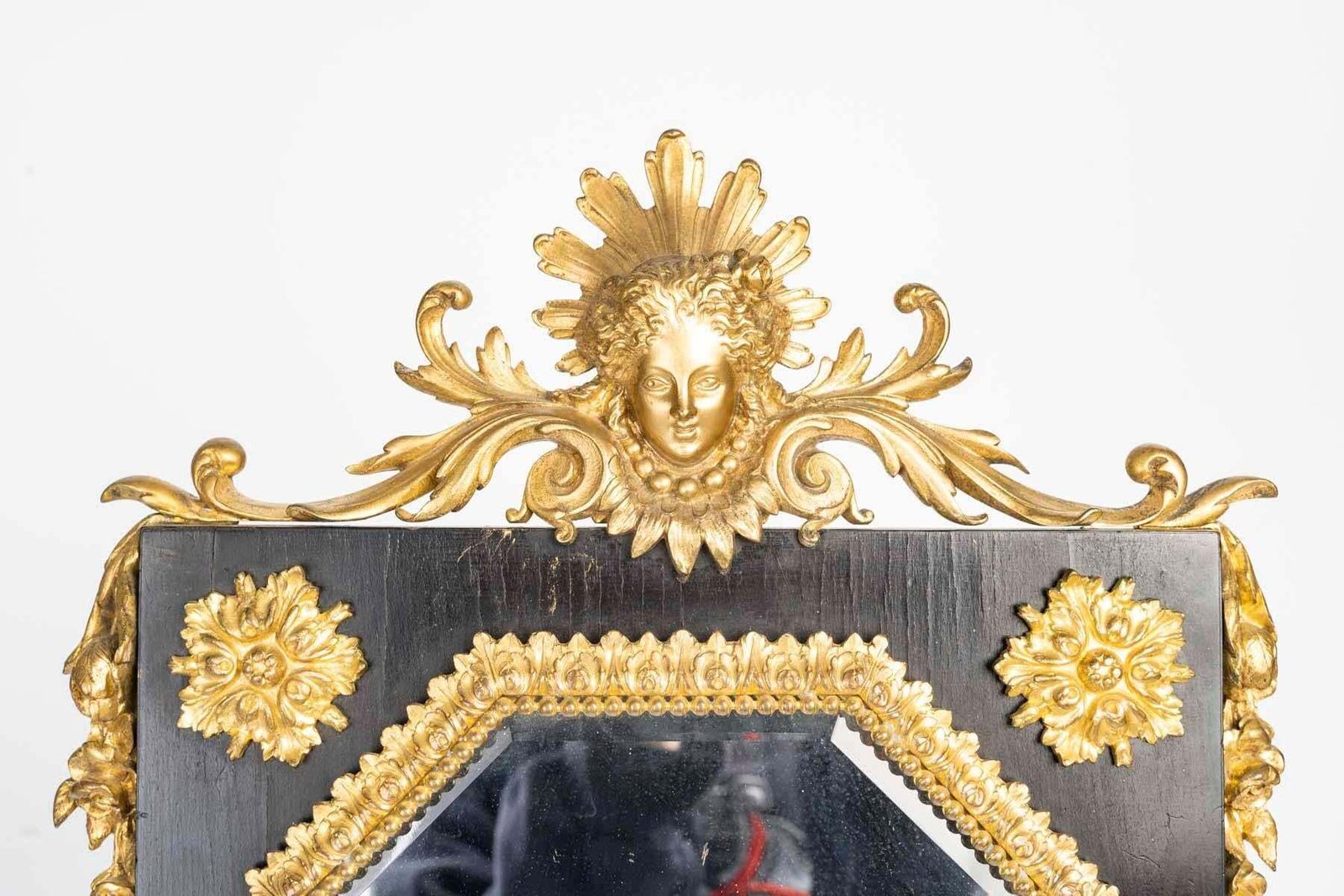 Napoleon III Period Table Mirror In Chased And Gilt Bronze On Wood. photo furniture