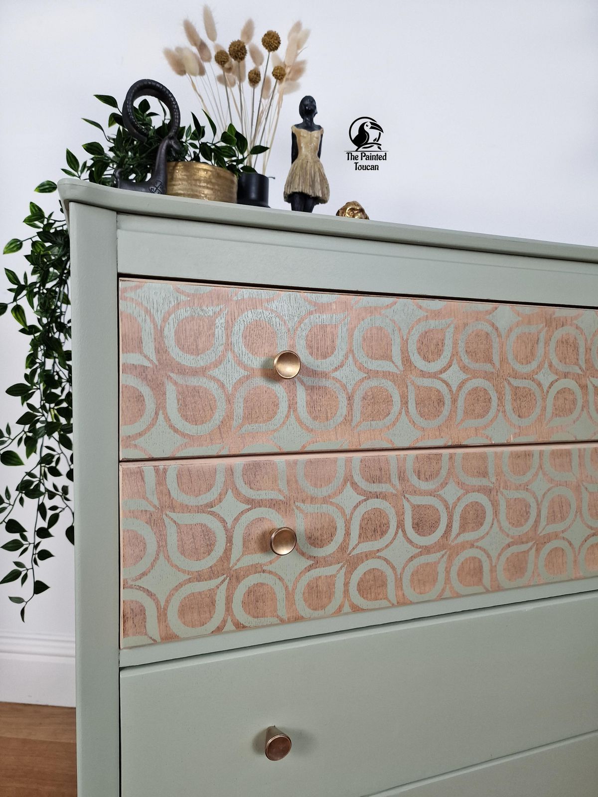 Green Mid Century Lebus Chest Of Drawers photo vintage