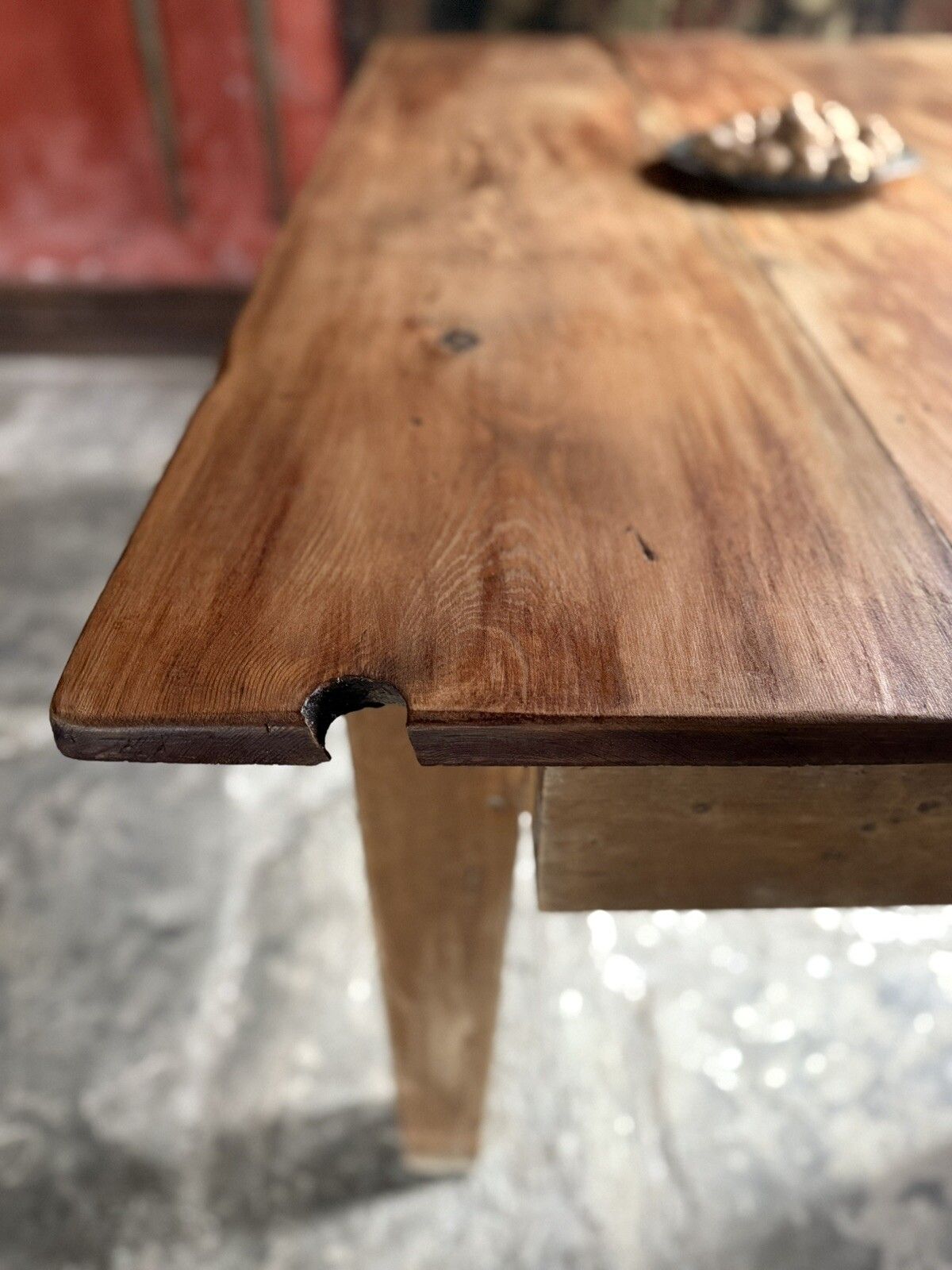 photo buy Original English Antique Pine Rustic Farmhouse Kitchen Plank Dining Table 1800's