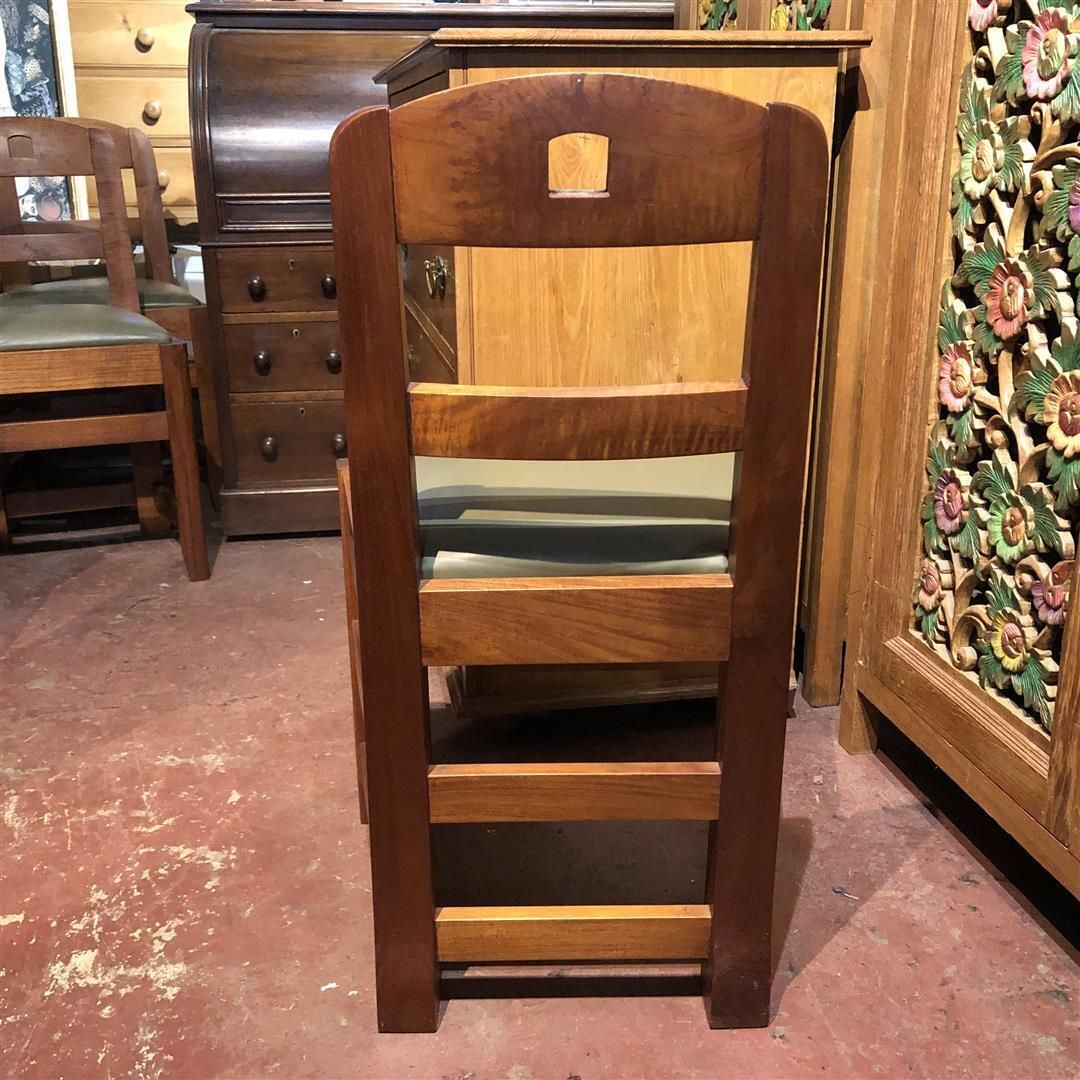 Furniture Set Of Four Brutalist Teak Dining Chairs With Leather Seats photo