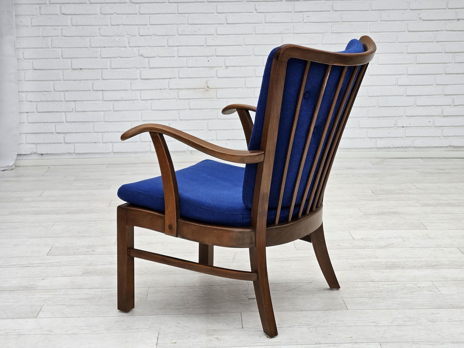 1960s, Danish Easy Armchair By Fritz Hansen, Wool Fabric, Beech Wood. photo Furniture