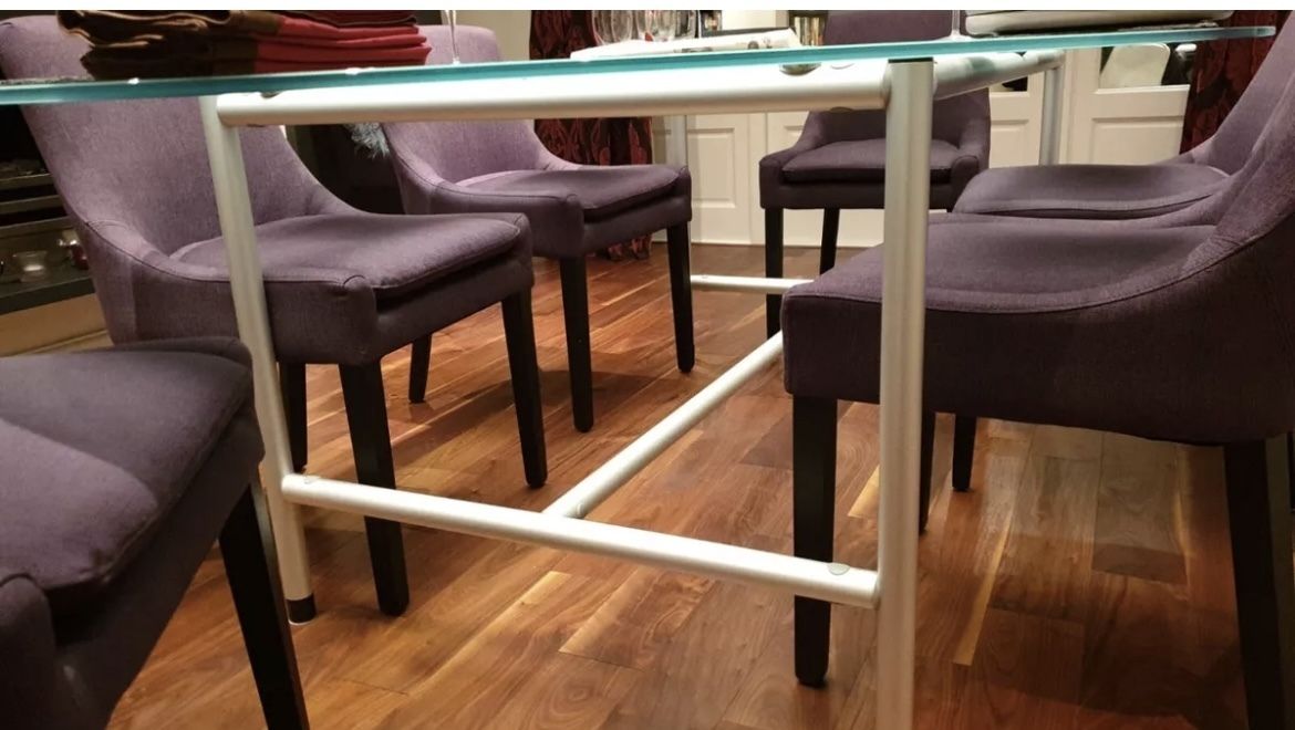 Bespoke Oval Glass Top Dining Table, Seats 10 photo Furniture