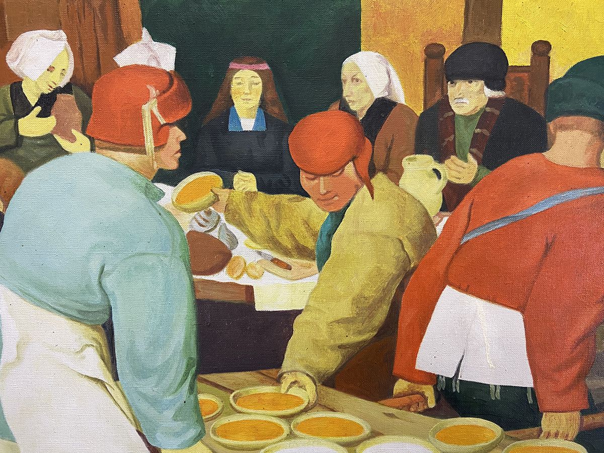 Large French Oil On Canvas Painting. Pieter Bruegel The Elder Reproduction. photo Art