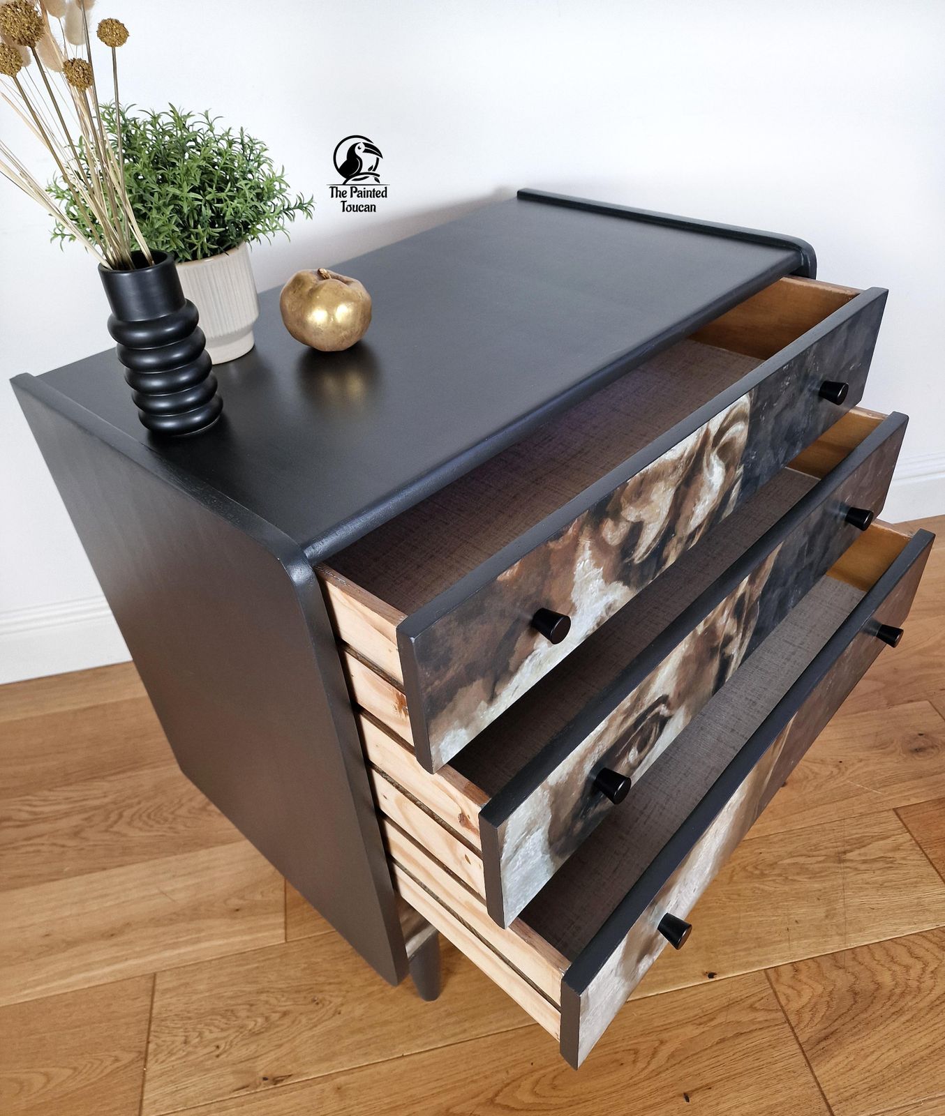 Black Mid Century Chest Of Drawers With David photo buy