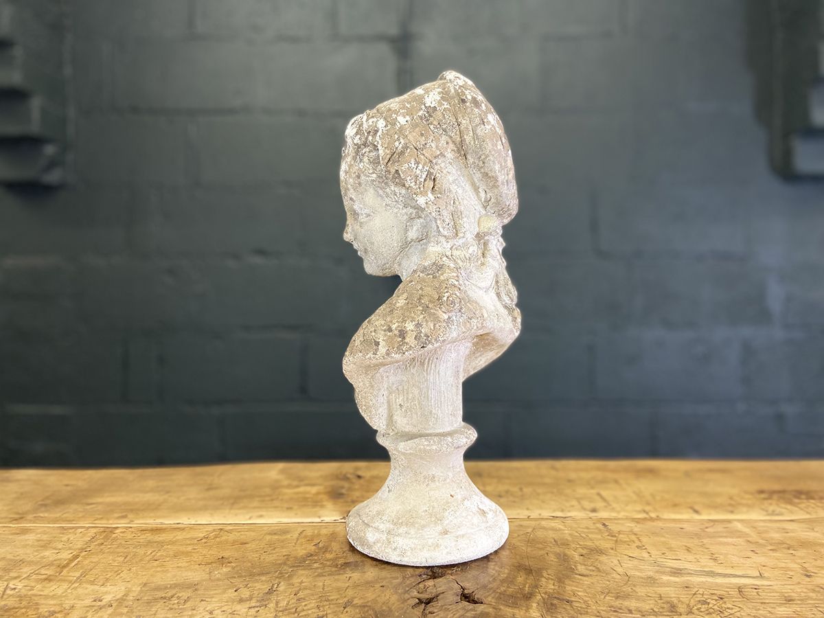 French Cast Stone Bust Of A Girl photo 495.0